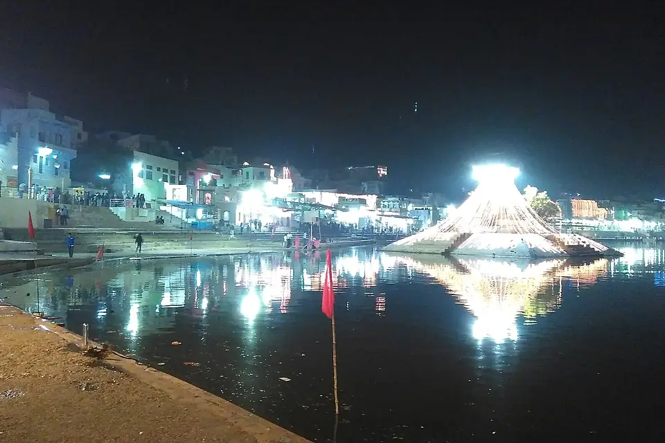 Night view of Ana Sagar Lake