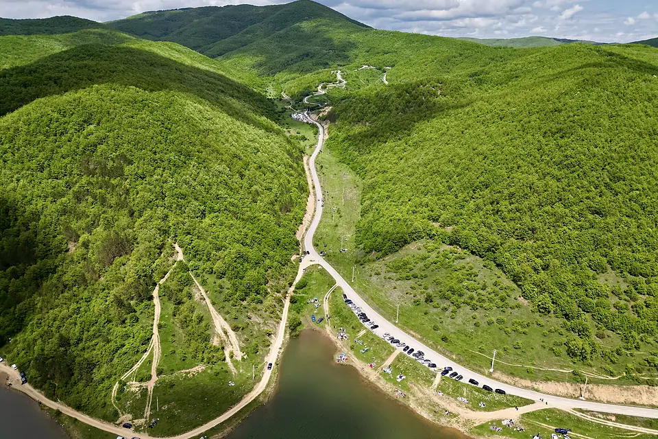 Badoc Lake and Bear Sanctuary as seen from above in Kosovo
