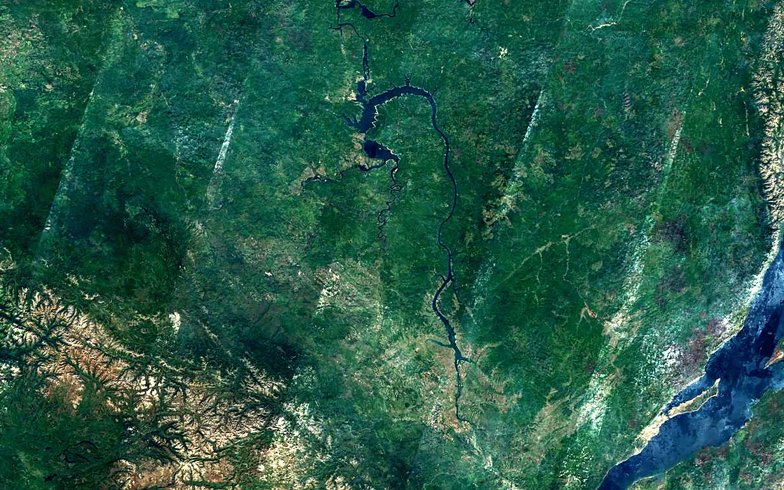 Bratsk Reservoir seen from space (Sentinel-2)