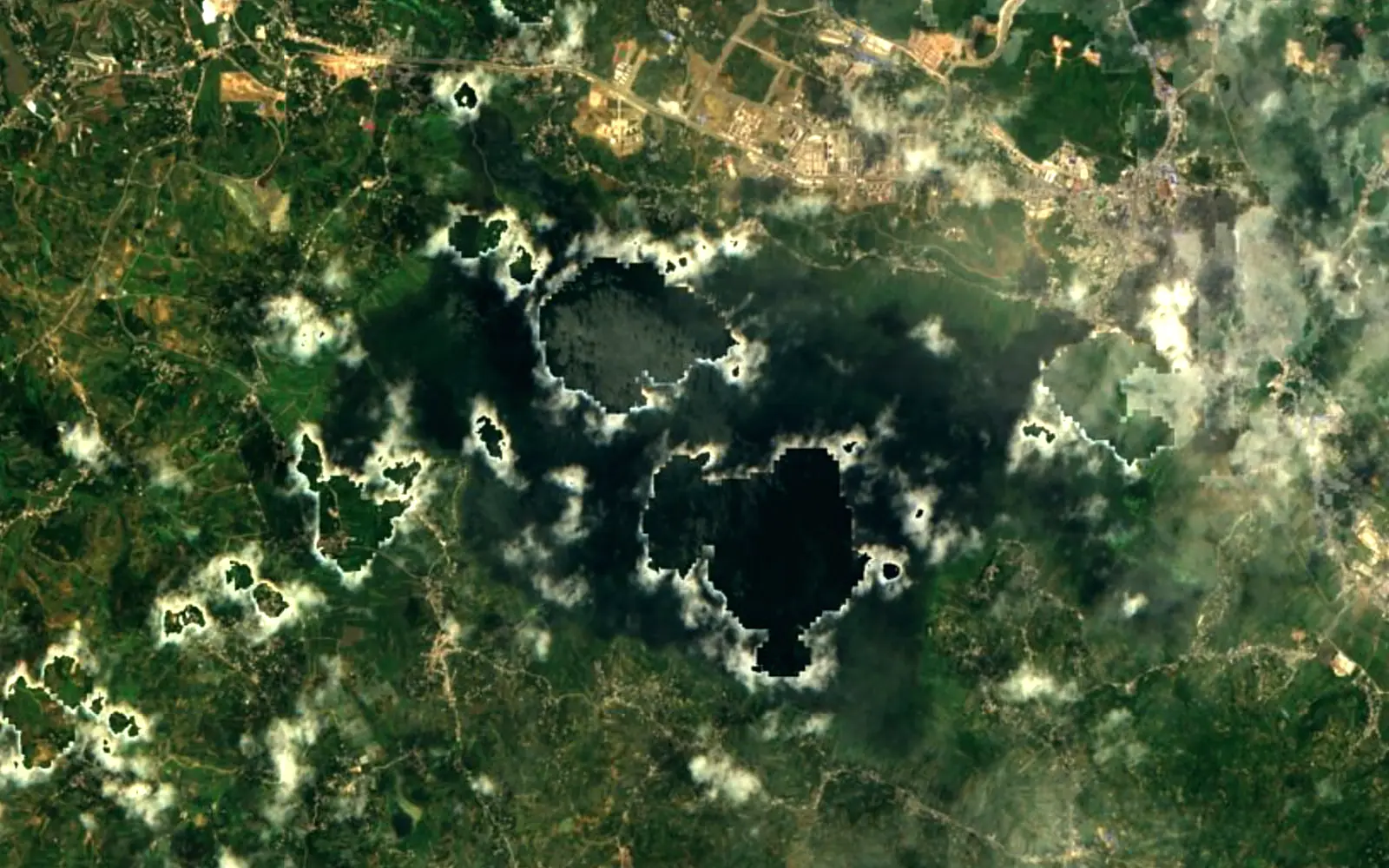 Caohai Lake seen from space (Sentinel-2)