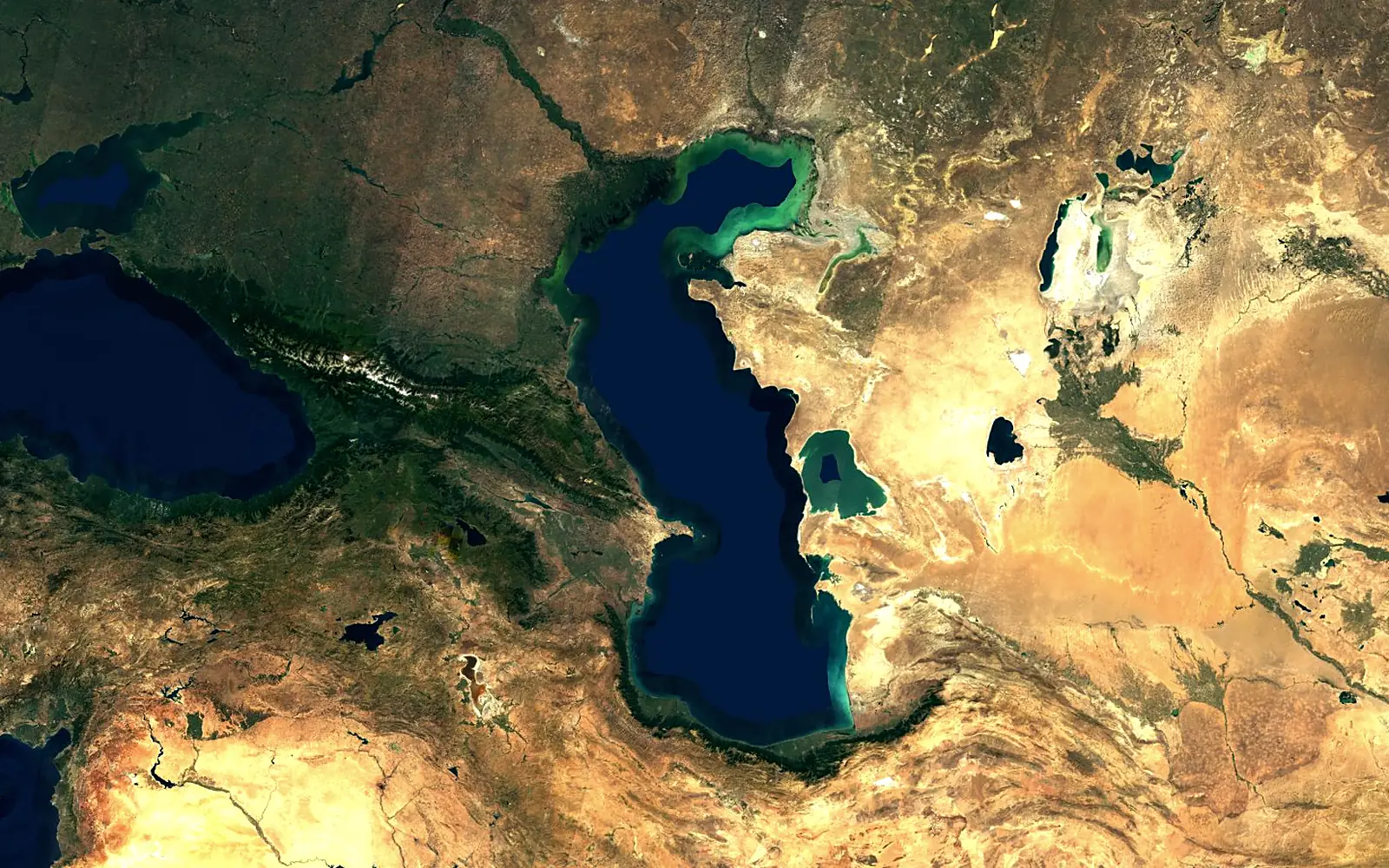 Caspian Sea seen from space (Sentinel-2)
