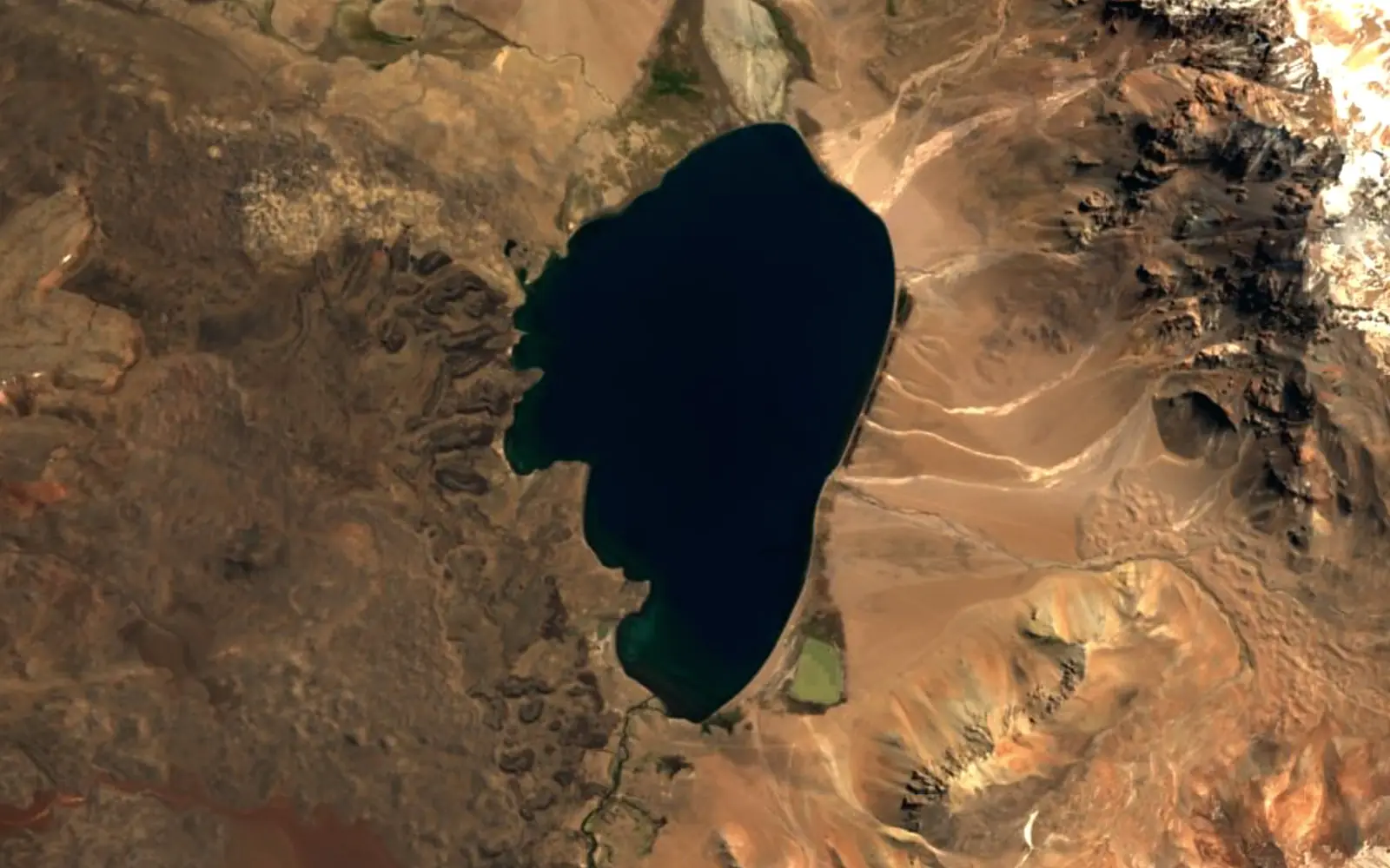 Diamante Lake (Mendoza) seen from space (Sentinel-2)