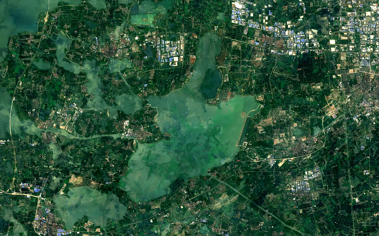 Dianshan Lake seen from space (Sentinel-2)