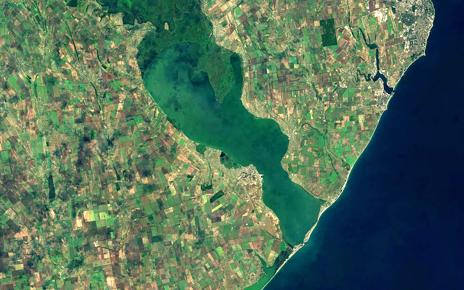 Dniester Lyman seen from space (Sentinel-2)