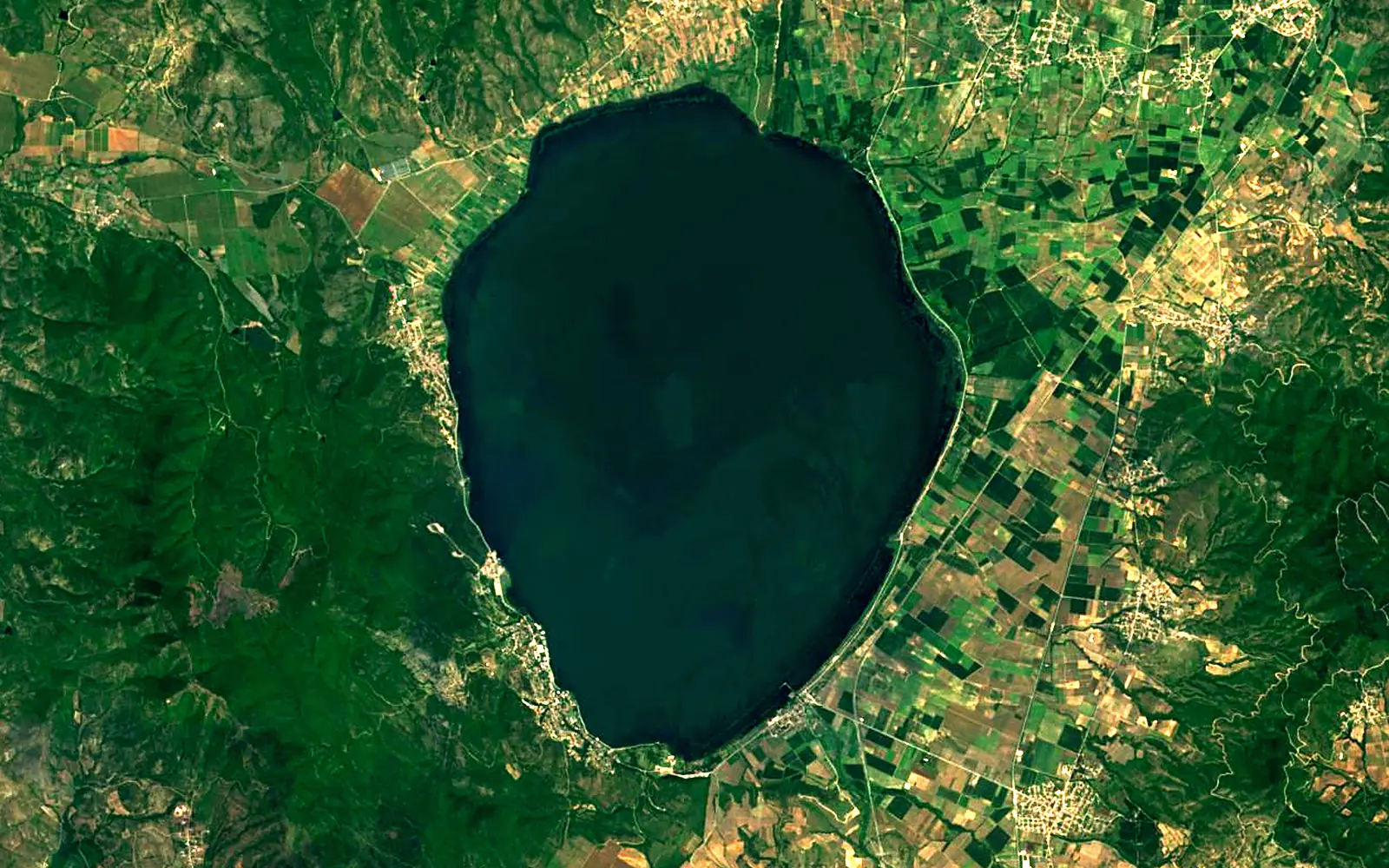 Dojran Lake seen from space (Sentinel-2)