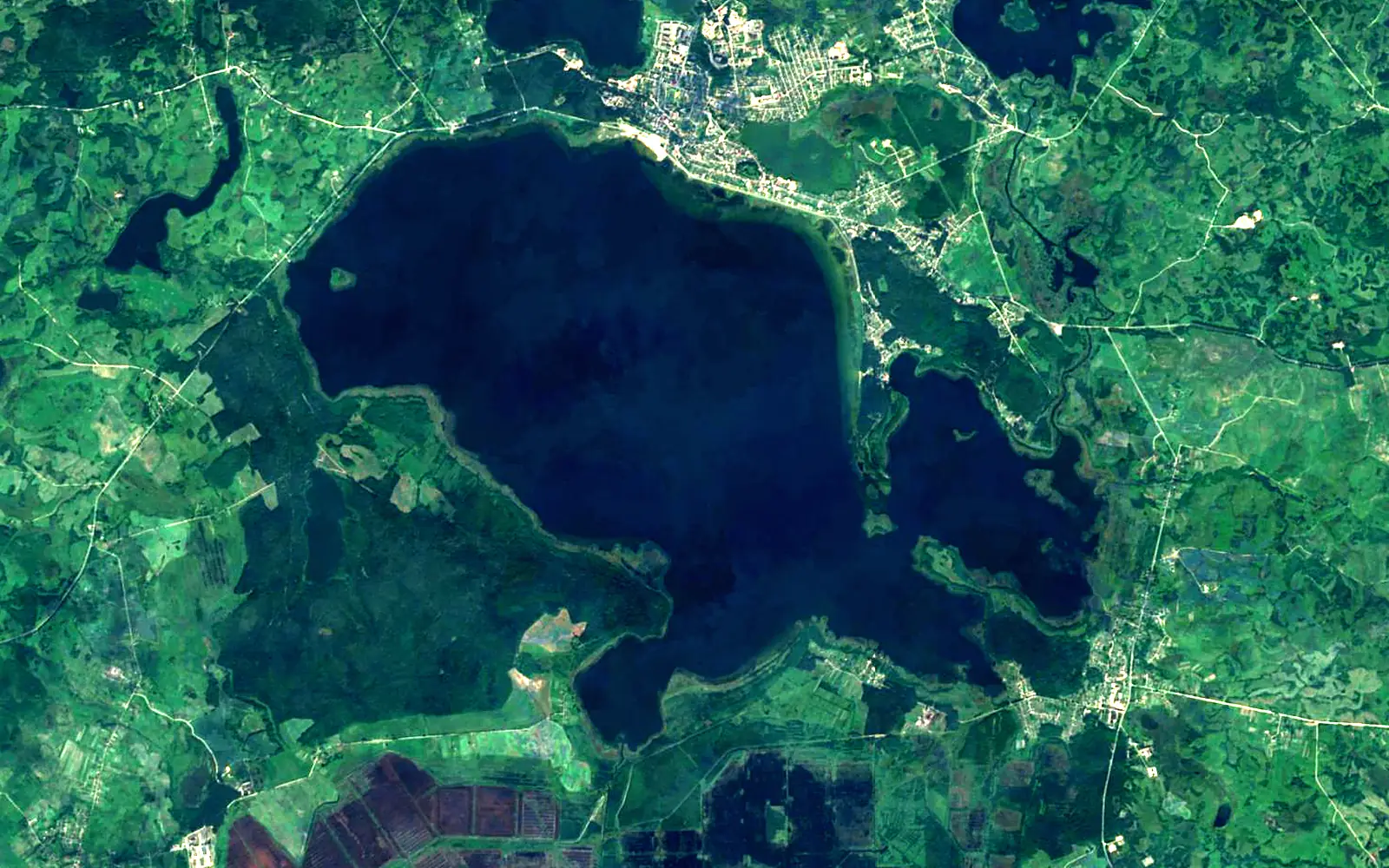 Dryviaty seen from space (Sentinel-2)