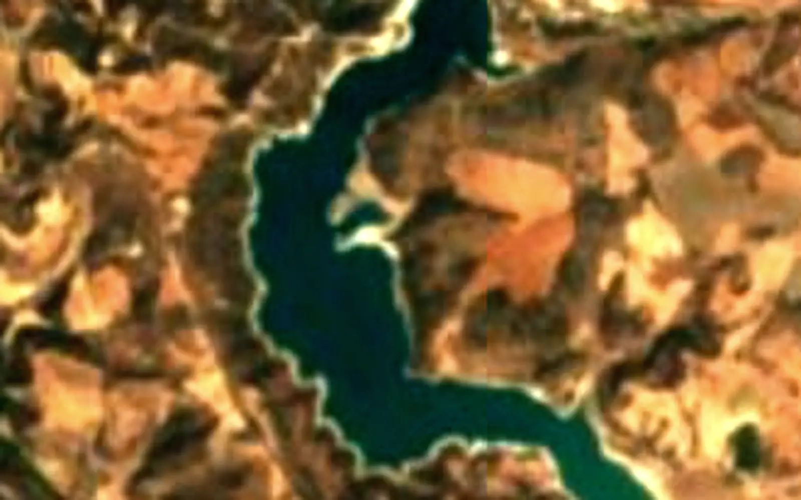Evretou Reservoir seen from space (Sentinel-2)