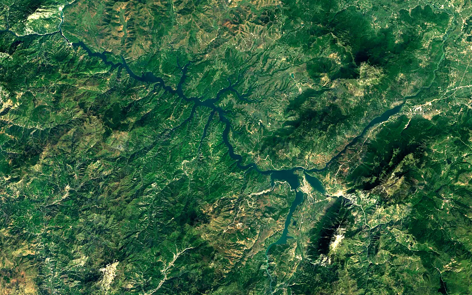 Fierza Reservoir seen from space (Sentinel-2)