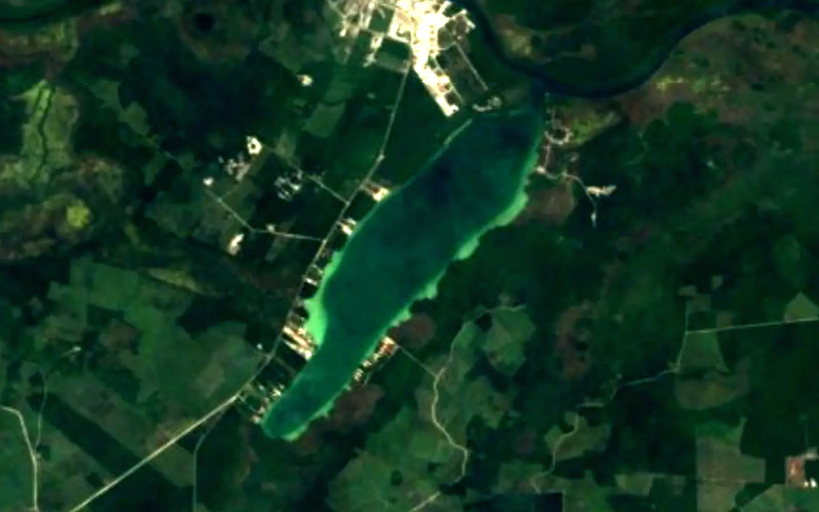 Four Mile Lagoon, Río Hondo seen from space (Sentinel-2)