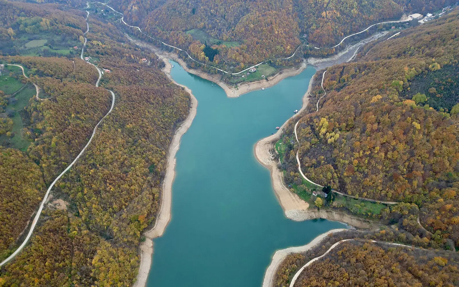 Ujemani or Gazivoda Lake as seen from the Air
