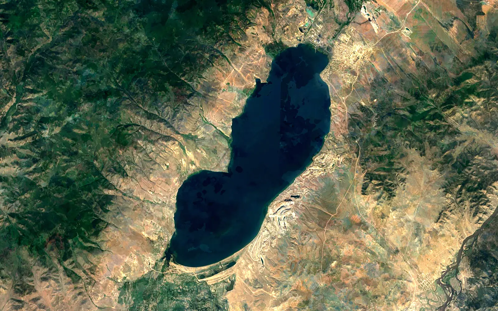 Gusinoye Lake seen from space (Sentinel-2)