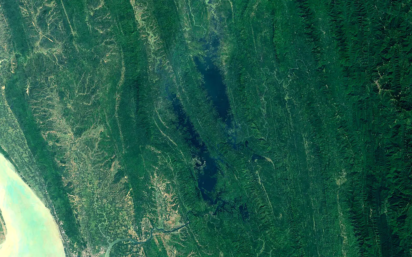 Kaptai Lake seen from space (Sentinel-2)