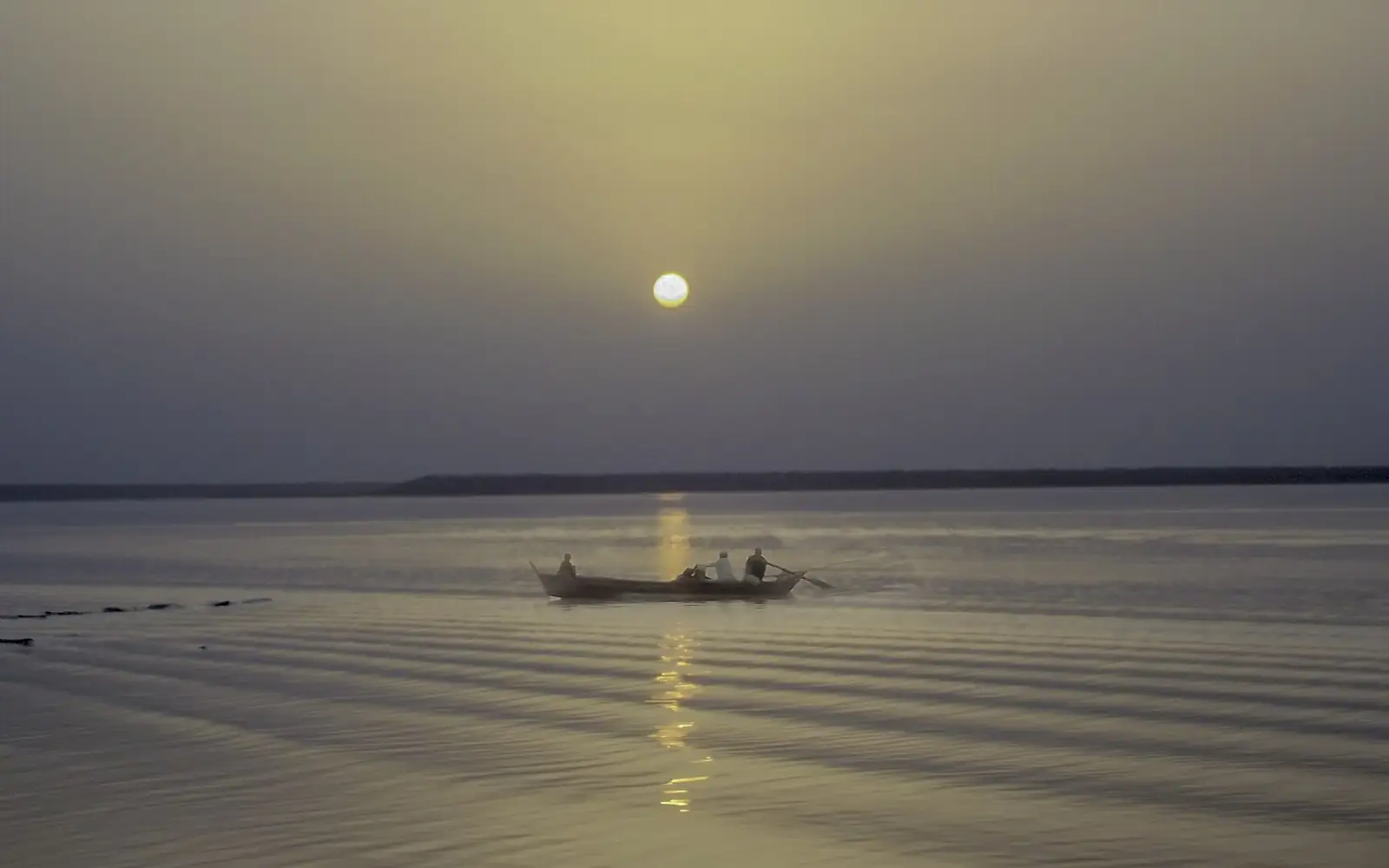 Boat on the Keenjhar lake, Sindh