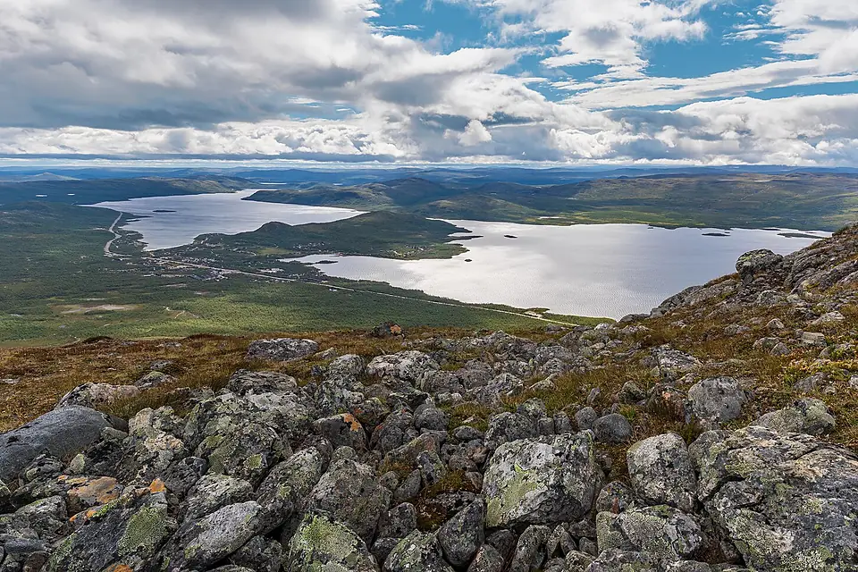 Ala-Kilpisjärvi and Kilpisjärvi from Saana in Enontekiö, Lapland, Finland, 2026 August