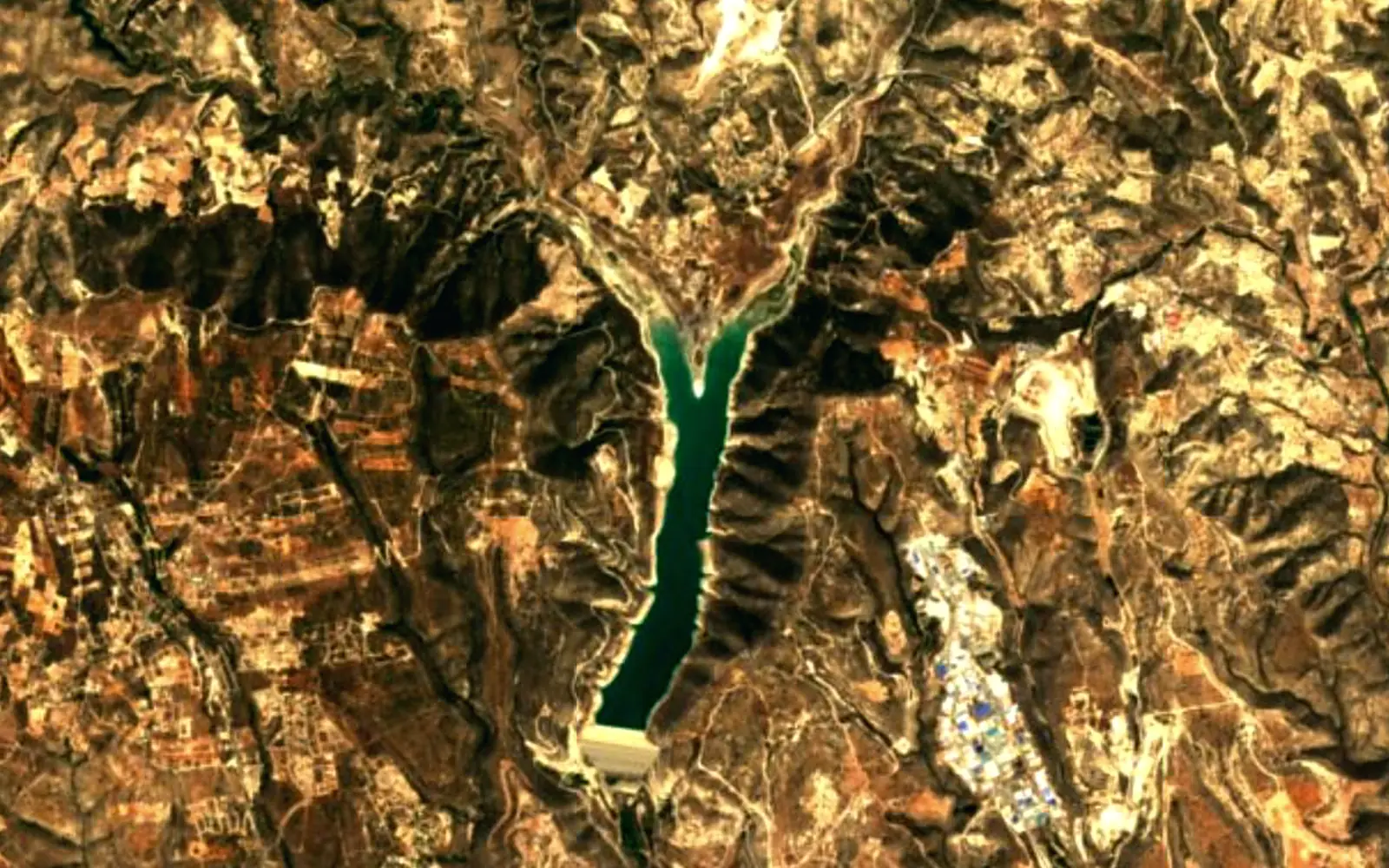 Kouris Reservoir seen from space (Sentinel-2)