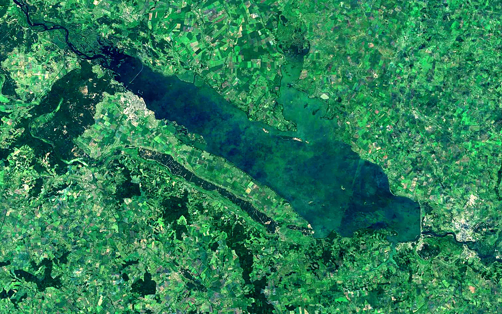 Kremenchuk Reservoir seen from space (Sentinel-2)