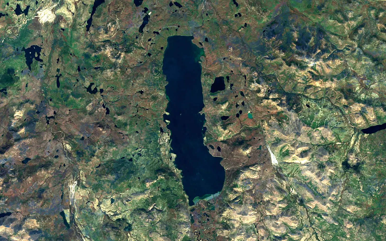 Labynkyr Lake seen from space (Sentinel-2)