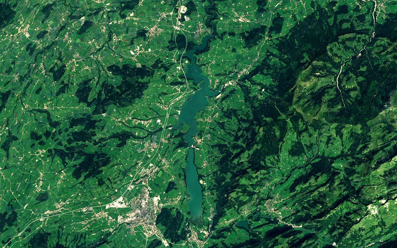 Lac de la Gruyère seen from space (Sentinel-2)
