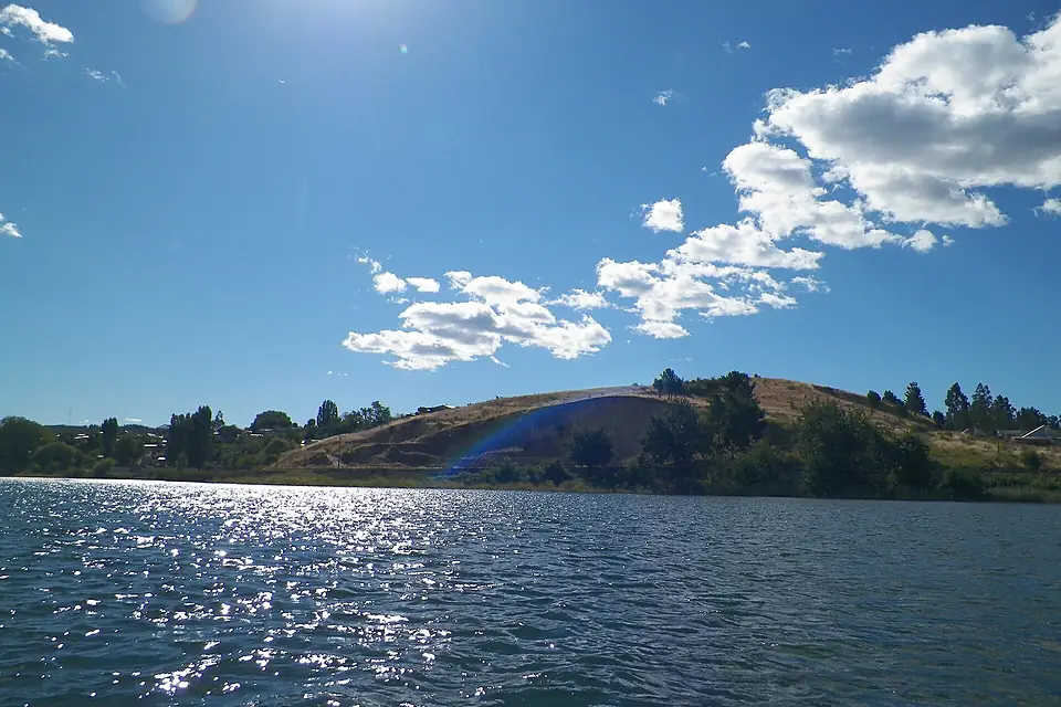 En bote a remos, Laguna del Laja Región del Bio Bio