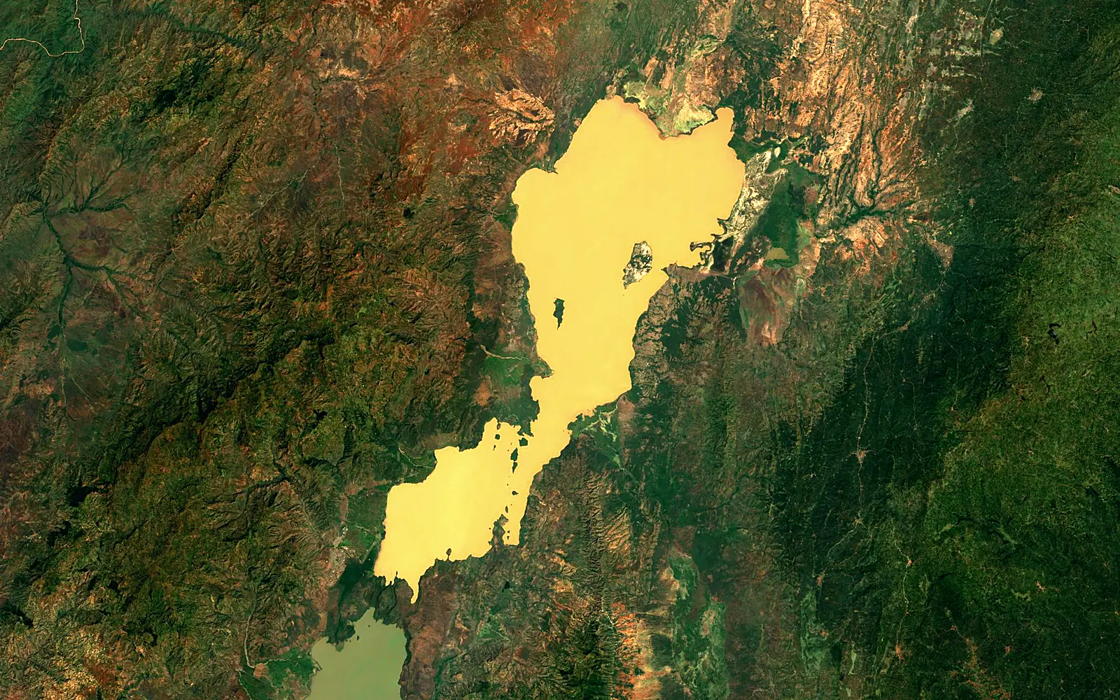 Lake Abaya seen from space (Sentinel-2)