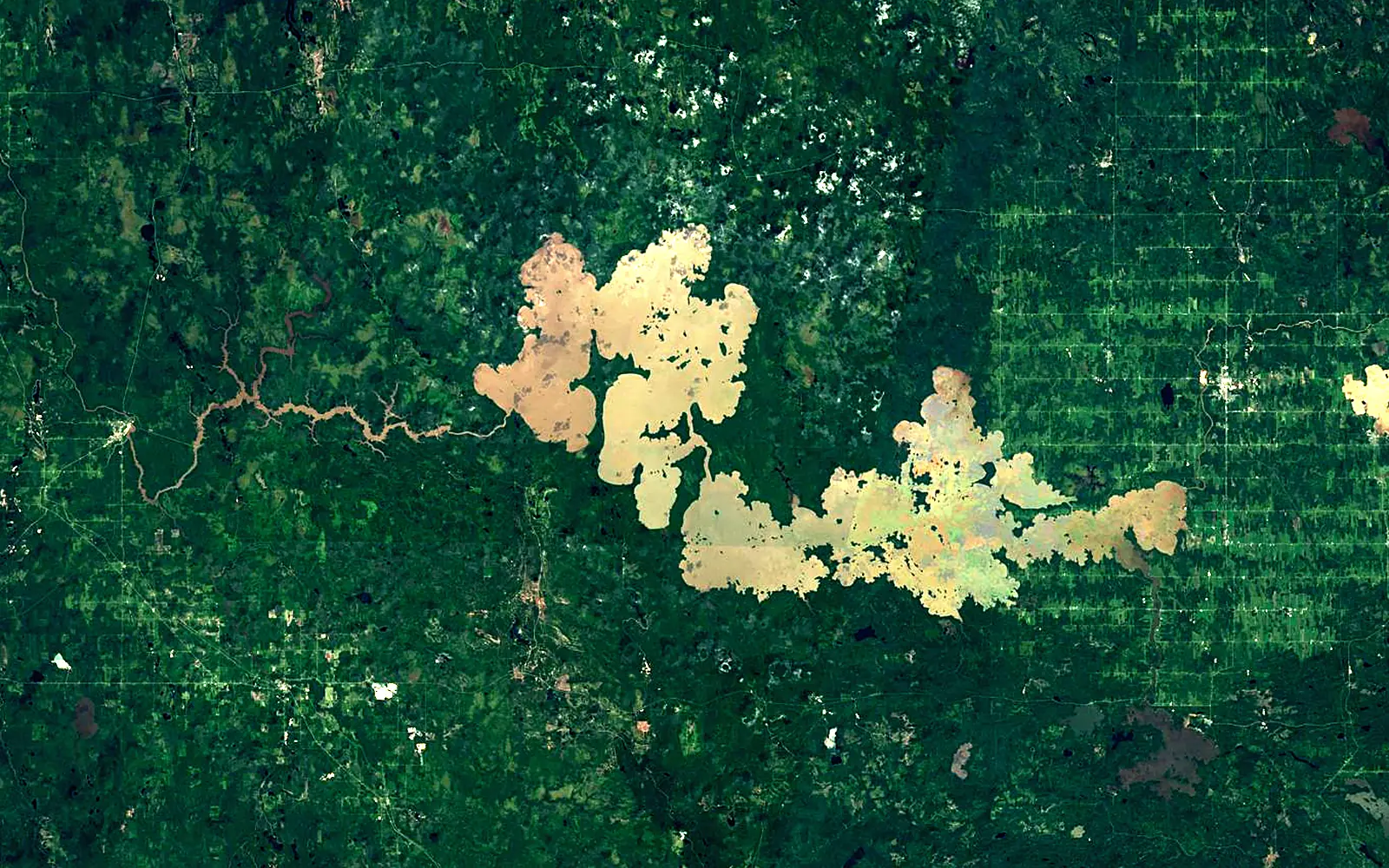 Lake Abitibi seen from space (Sentinel-2)