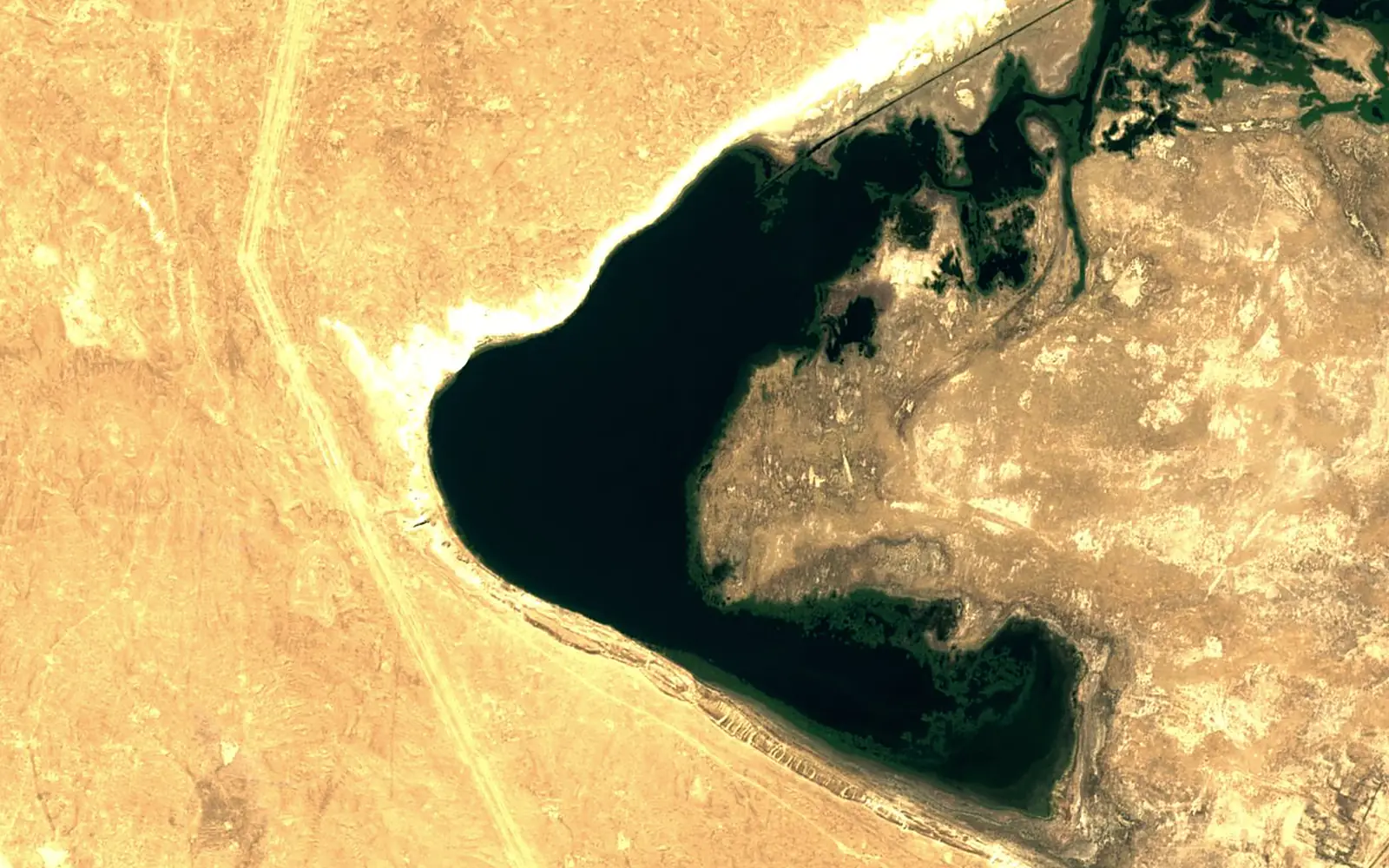 Lake Aýböwür seen from space (Sentinel-2)