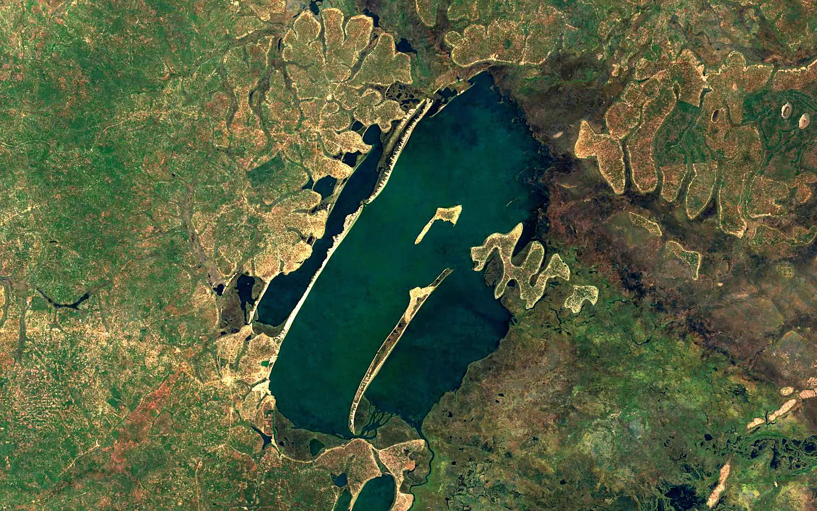 Lake Bangweulu seen from space (Sentinel-2)