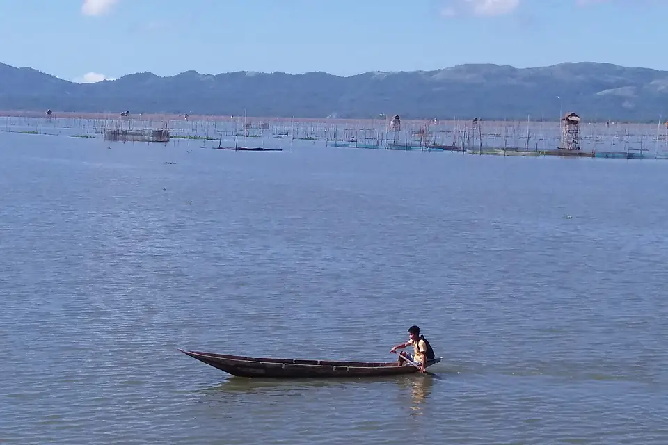 Boat in Lake Bato