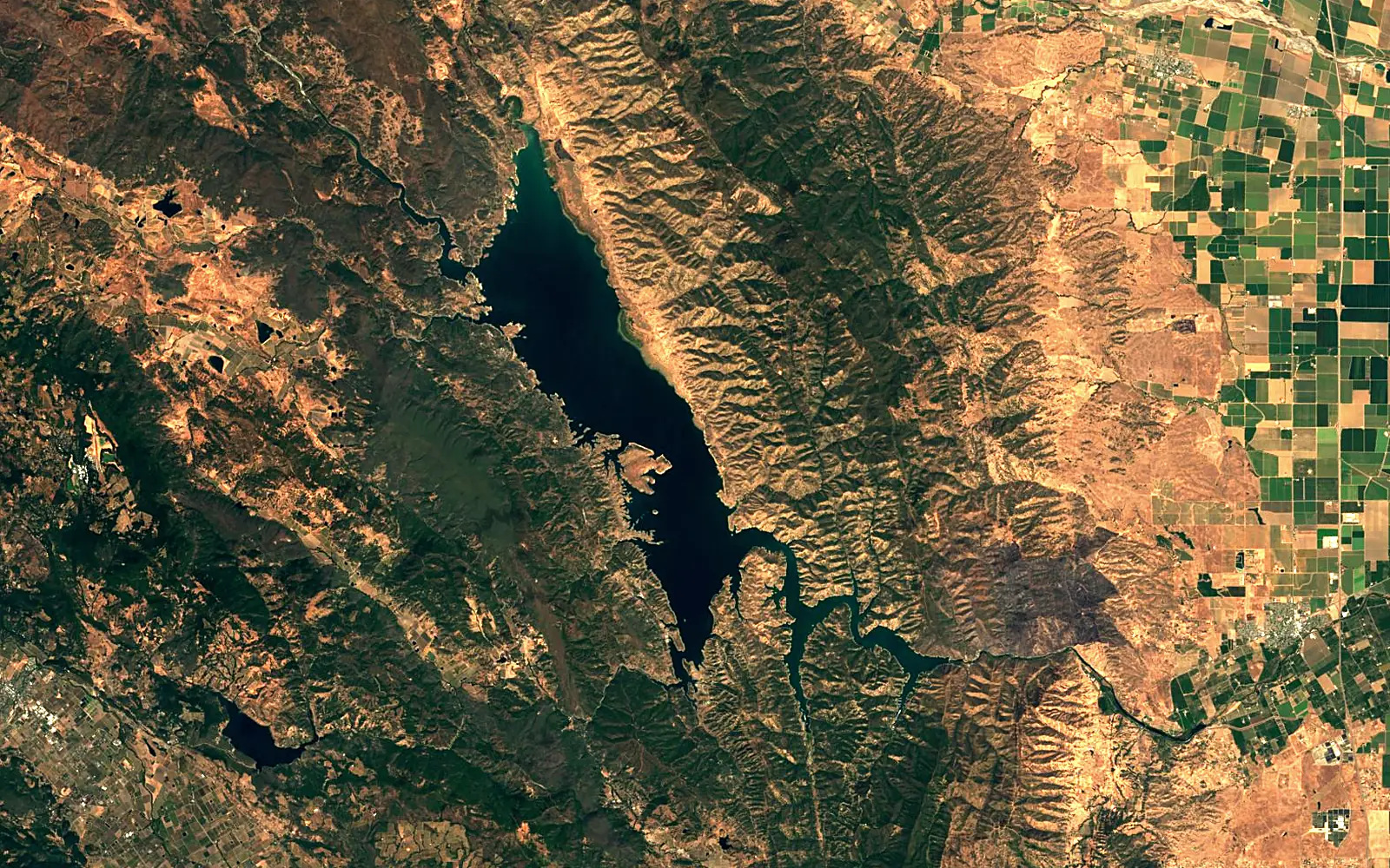 Lake Berryessa seen from space (Sentinel-2)