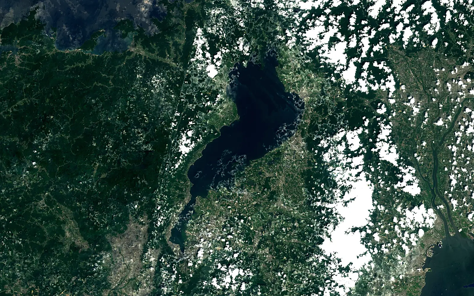 Lake Biwa seen from space (Sentinel-2)