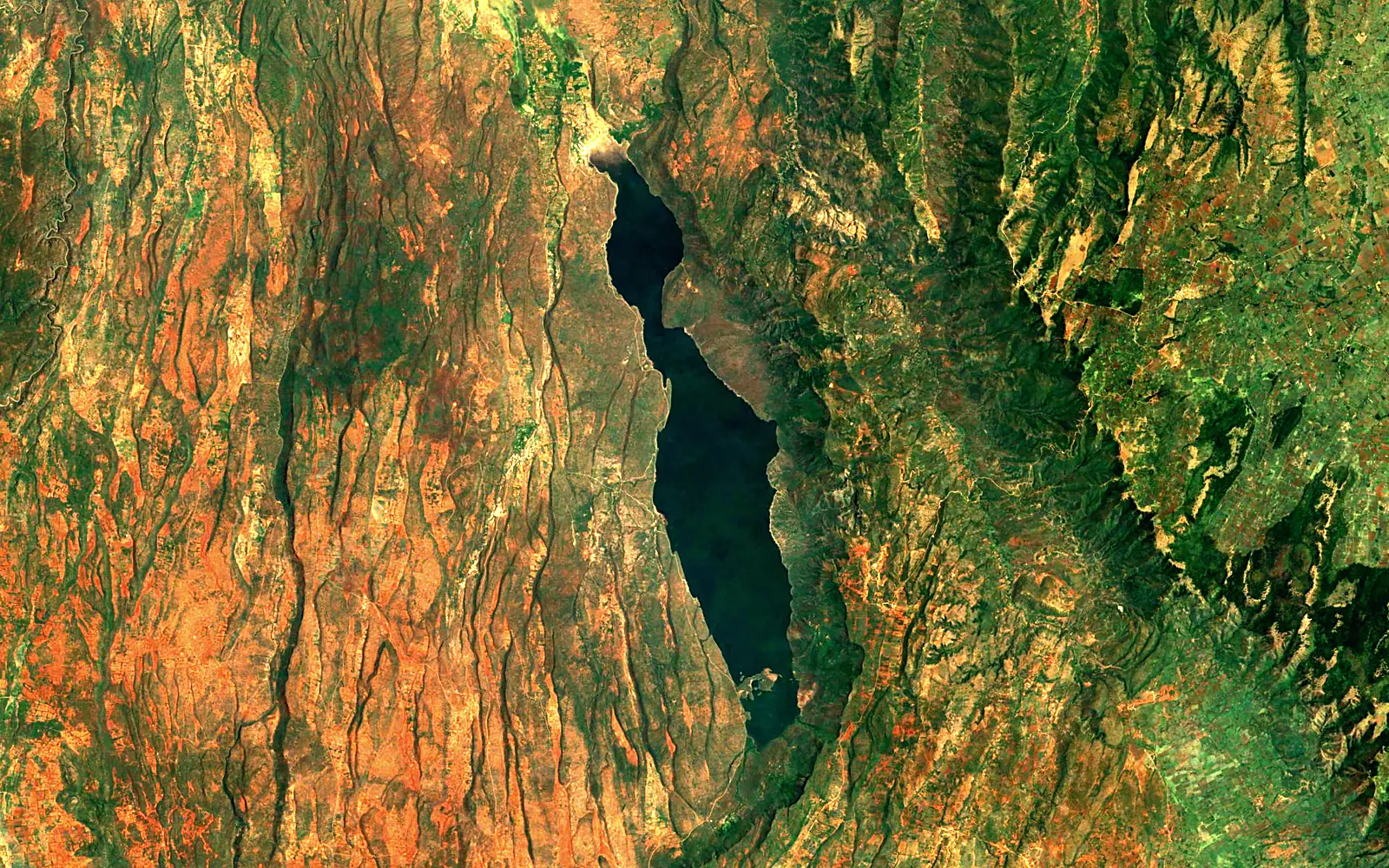 Lake Bogoria seen from space (Sentinel-2)