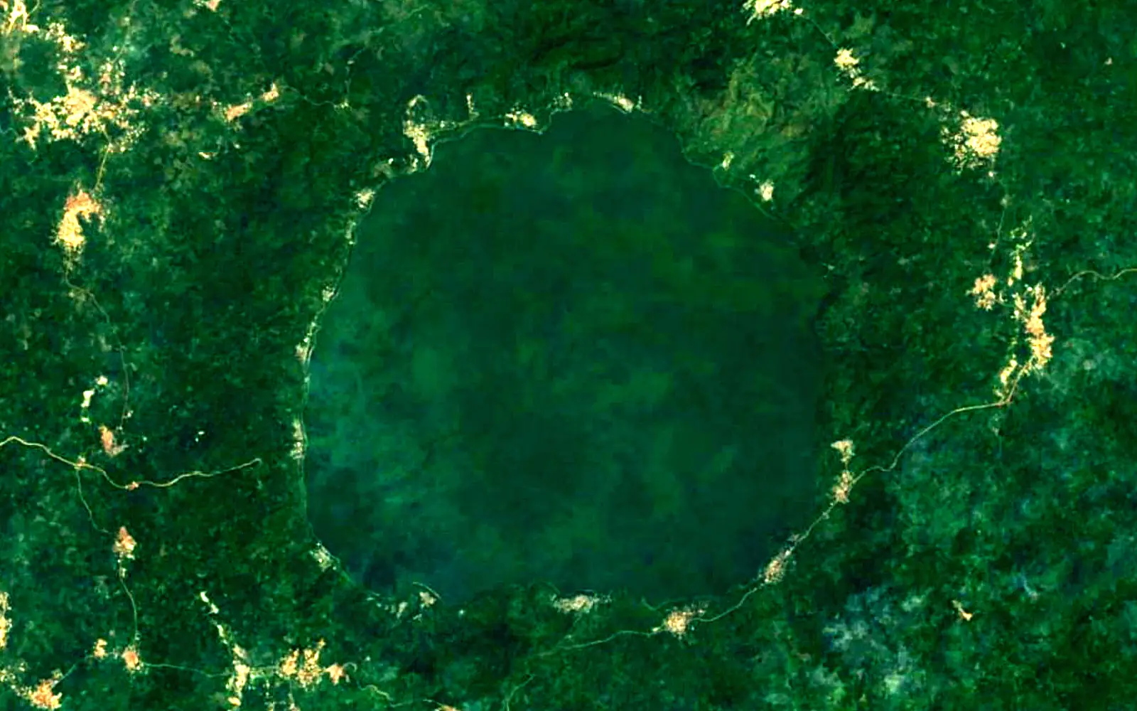Lake Bosumtwi seen from space (Sentinel-2)