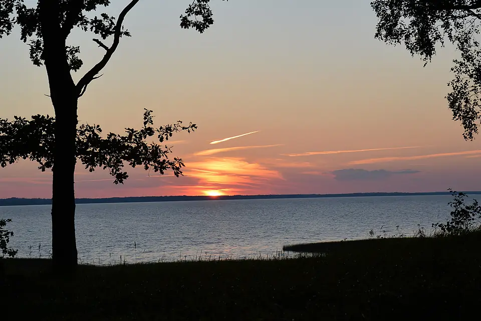 Sunset over the lake Burtnieks