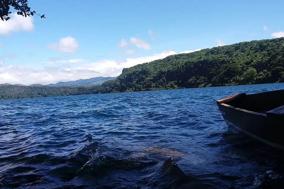 A fishing canoe on Lake Chala