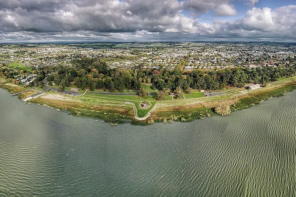 Aerial perspective of Lake Colac