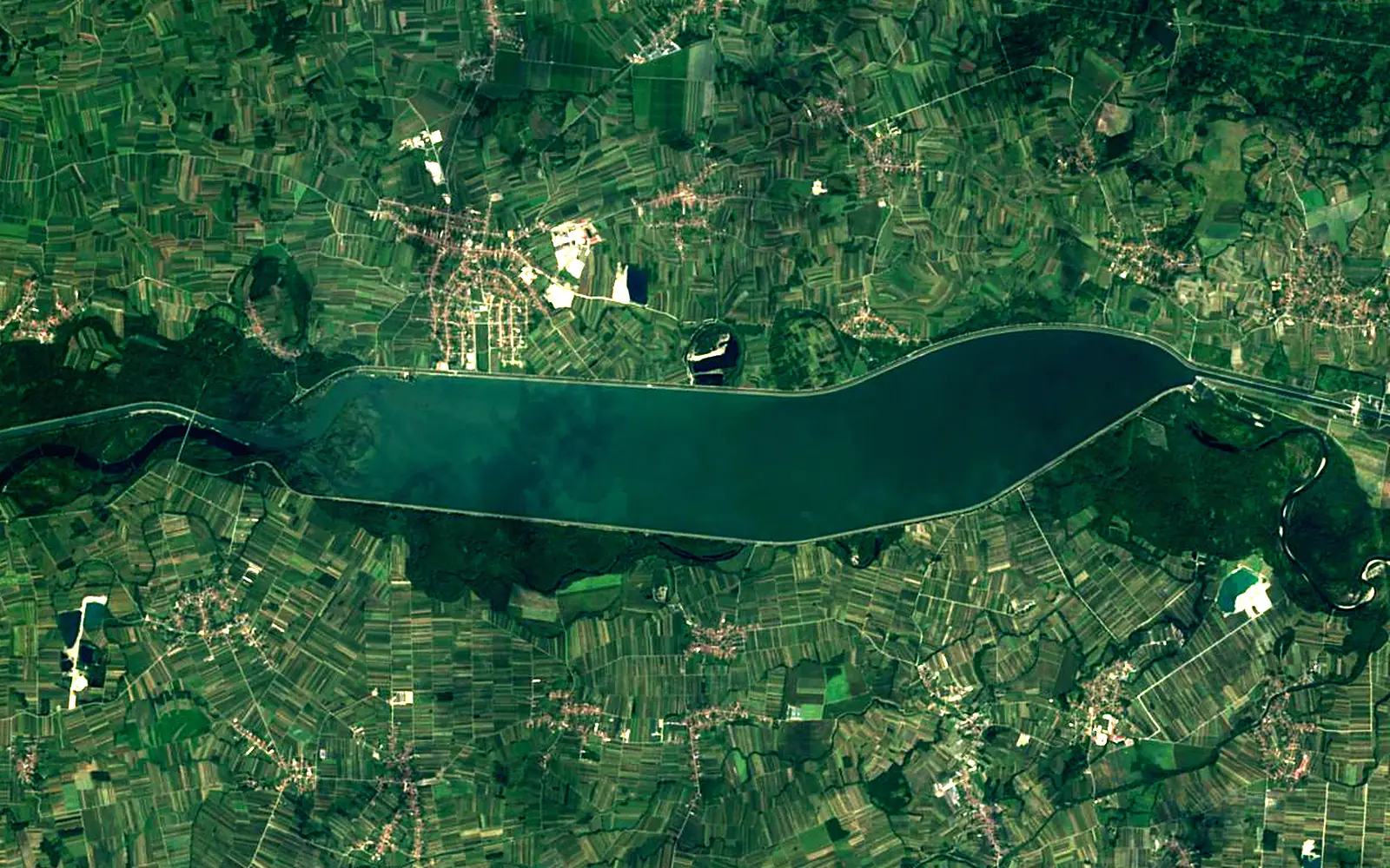 Lake Dubrava seen from space (Sentinel-2)