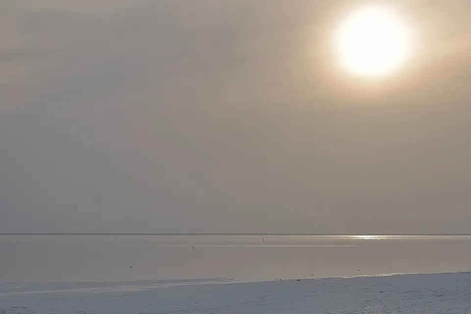 Panorama of Lake Elton on a sunny day