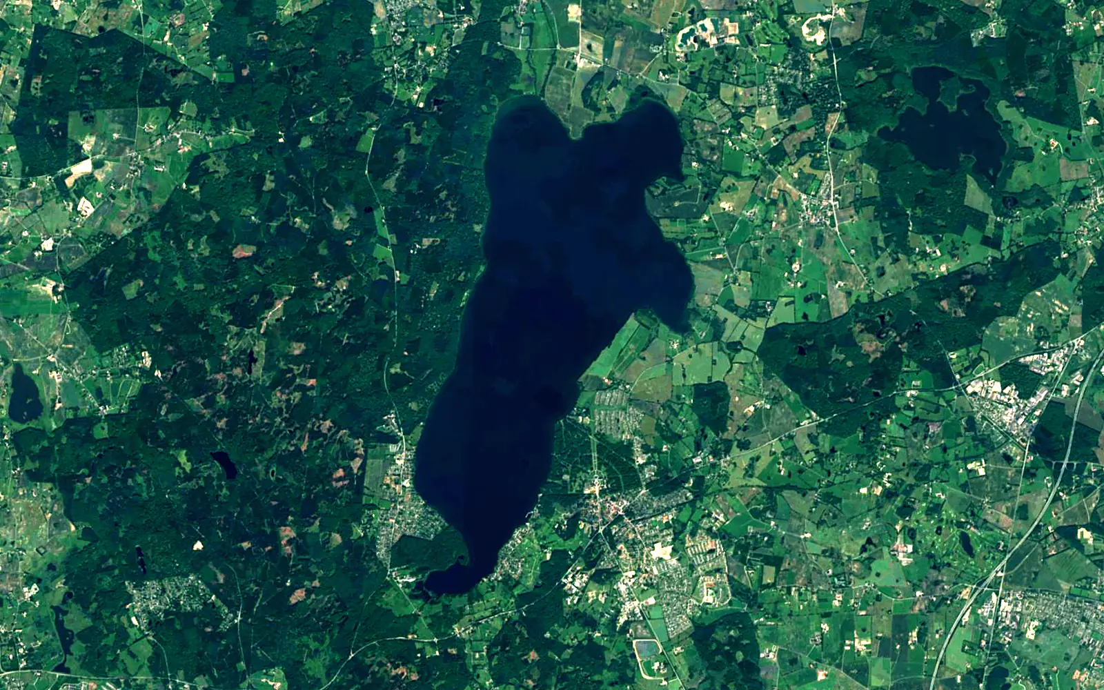 Lake Esrum seen from space (Sentinel-2)
