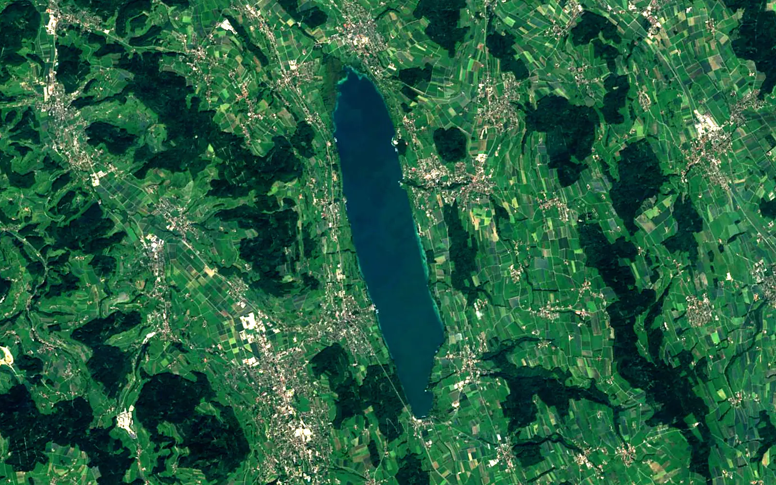 Lake Hallwil seen from space (Sentinel-2)