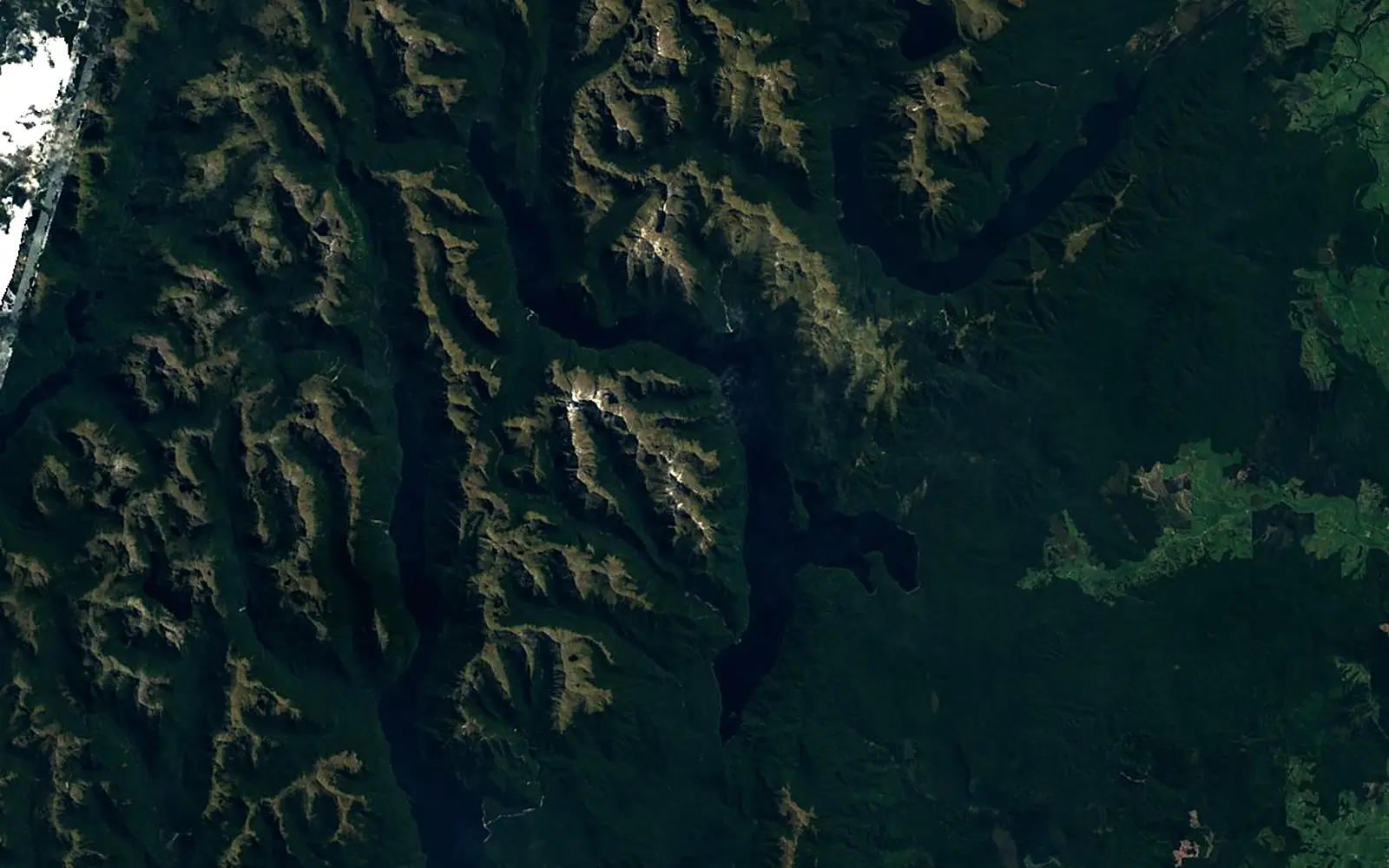 Lake Hauroko seen from space (Sentinel-2)