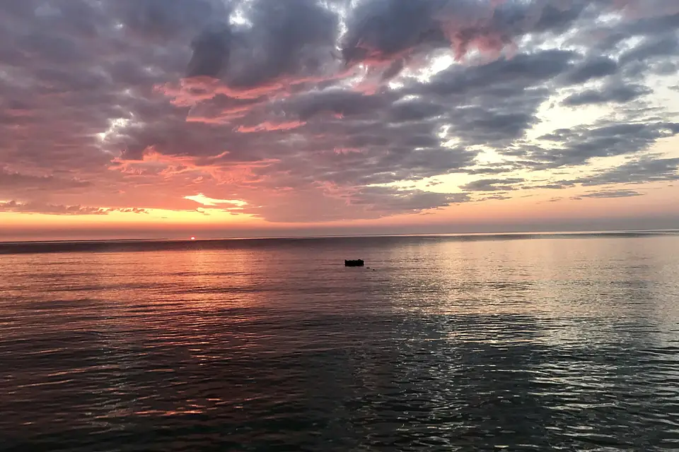 A sunrise over Lake Huron