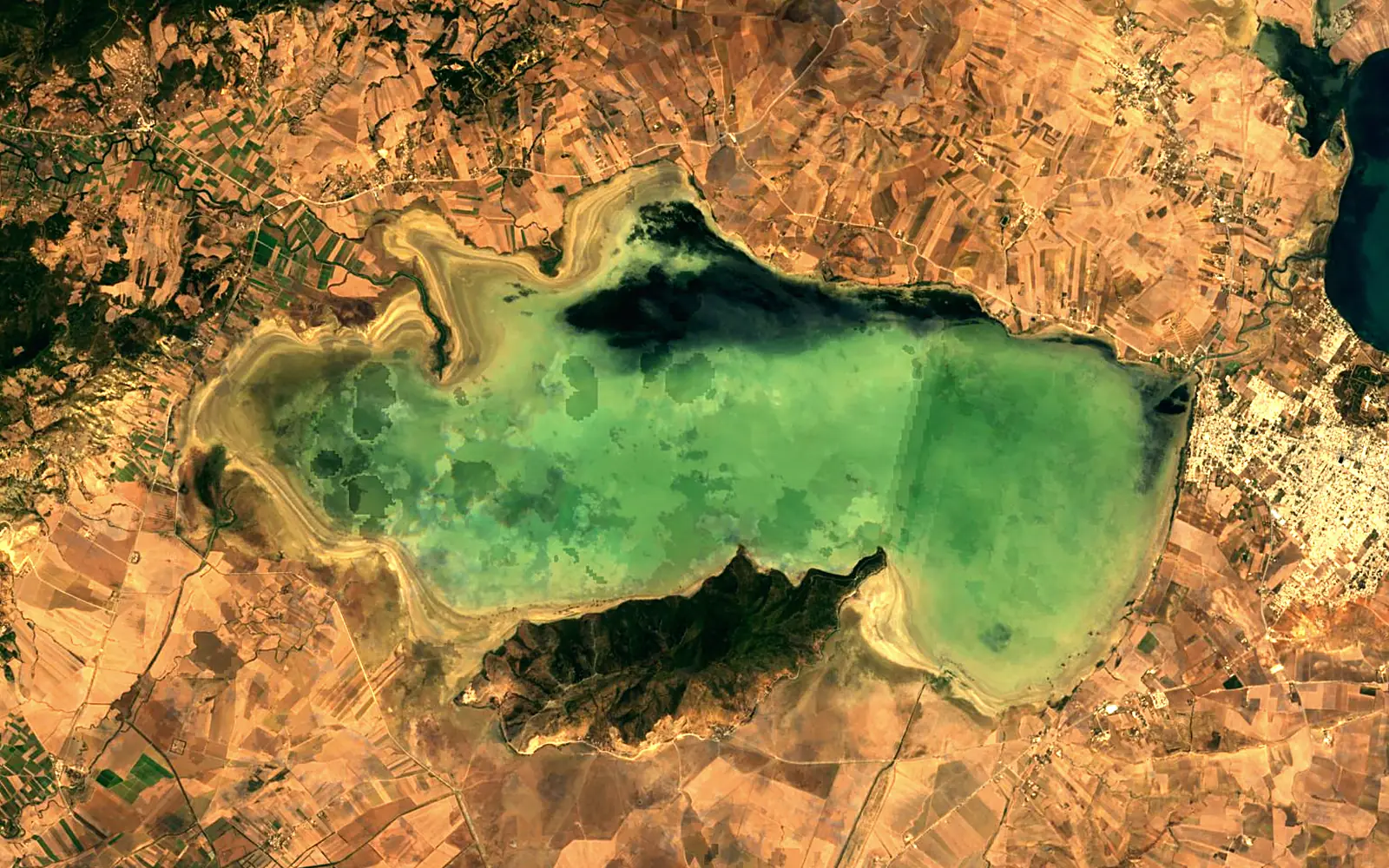 Lake Ichkeul seen from space (Sentinel-2)