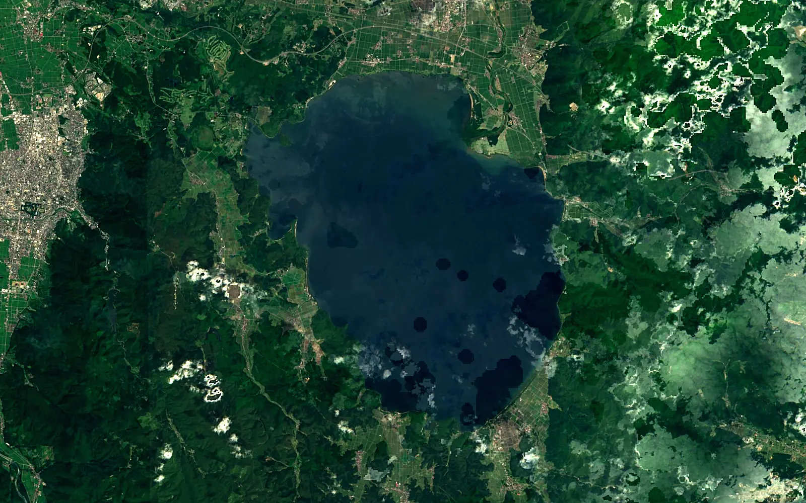 Lake Inawashiro seen from space (Sentinel-2)