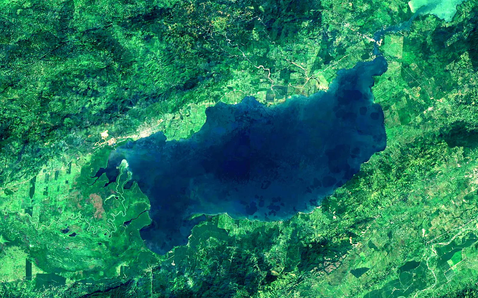 Lake Izabal seen from space (Sentinel-2)