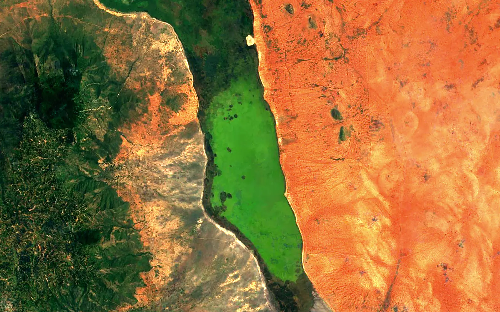 Lake Jipe seen from space (Sentinel-2)