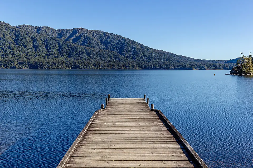 A pier on Lake Kaniere, West Coast, New Zealand 01
