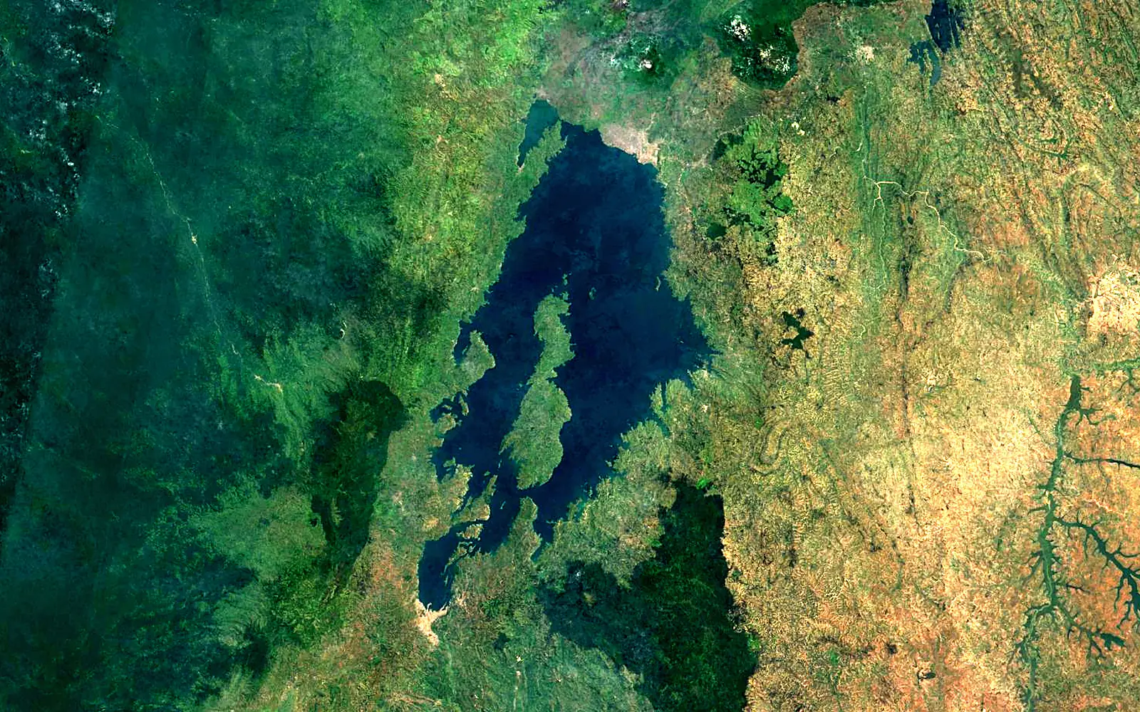 Lake Kivu seen from space (Sentinel-2)