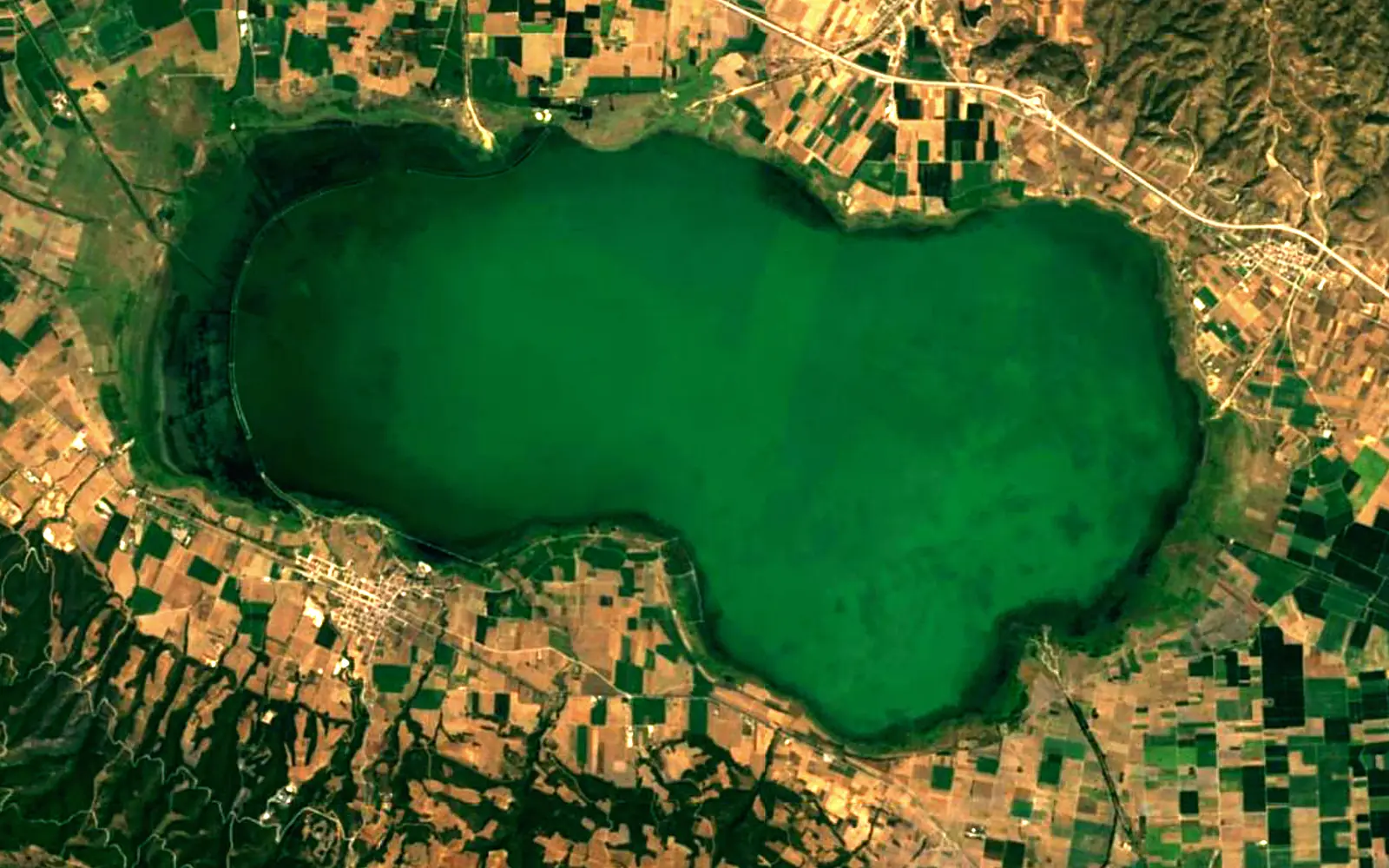 Lake Koroneia seen from space (Sentinel-2)