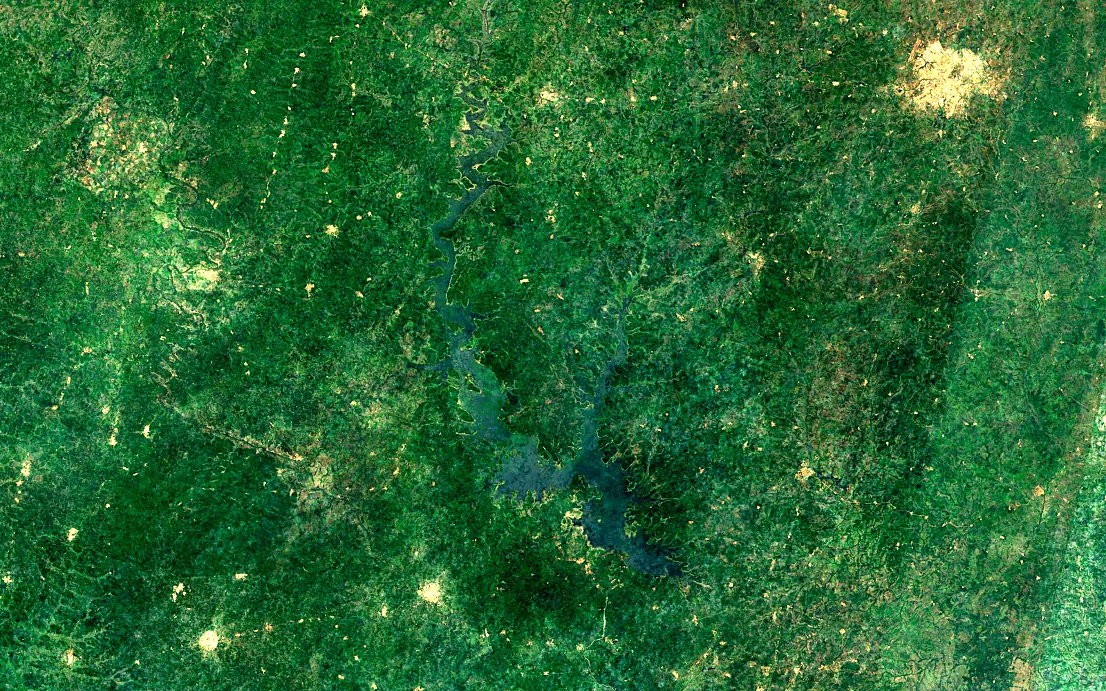 Lake Kossou seen from space (Sentinel-2)