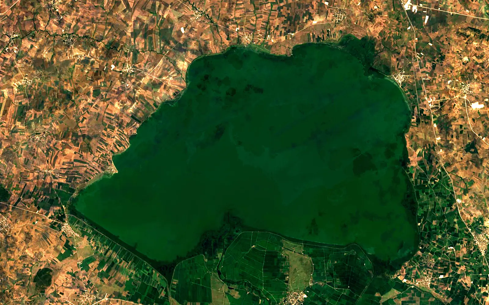 Lake Kuş seen from space (Sentinel-2)